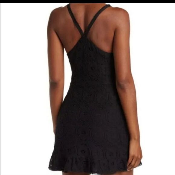 Betsy Johnson Lace Halter Mini Black Dress - Picture 1 of 9